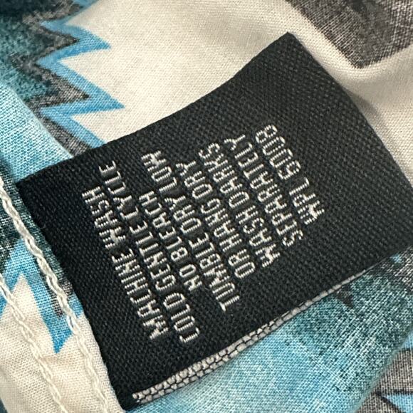 Rock & Roll Cowboy Shirt Mens XL Blue Black White Aztec Pearl Snap Western Retro - Picture 8 of 12